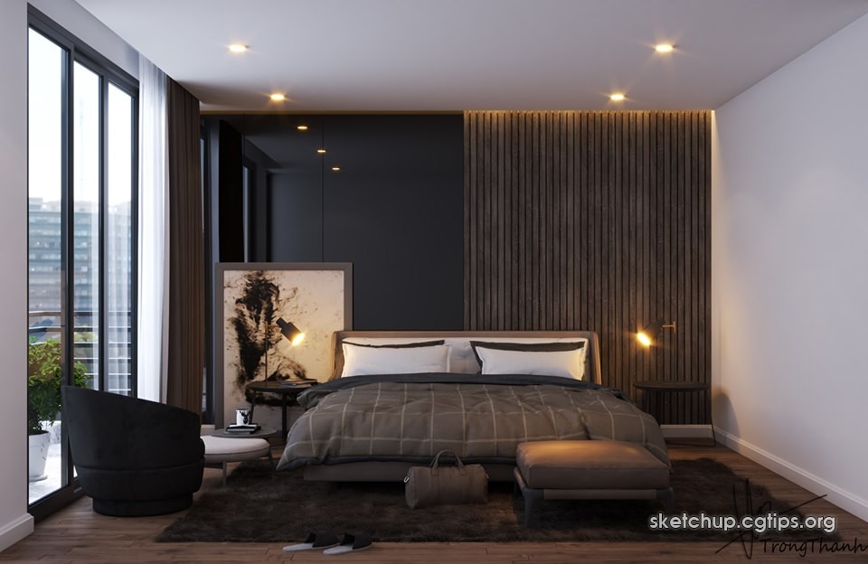 2402 Interior Bedroom Scene Sketchup Model By TrongThanh Free Download