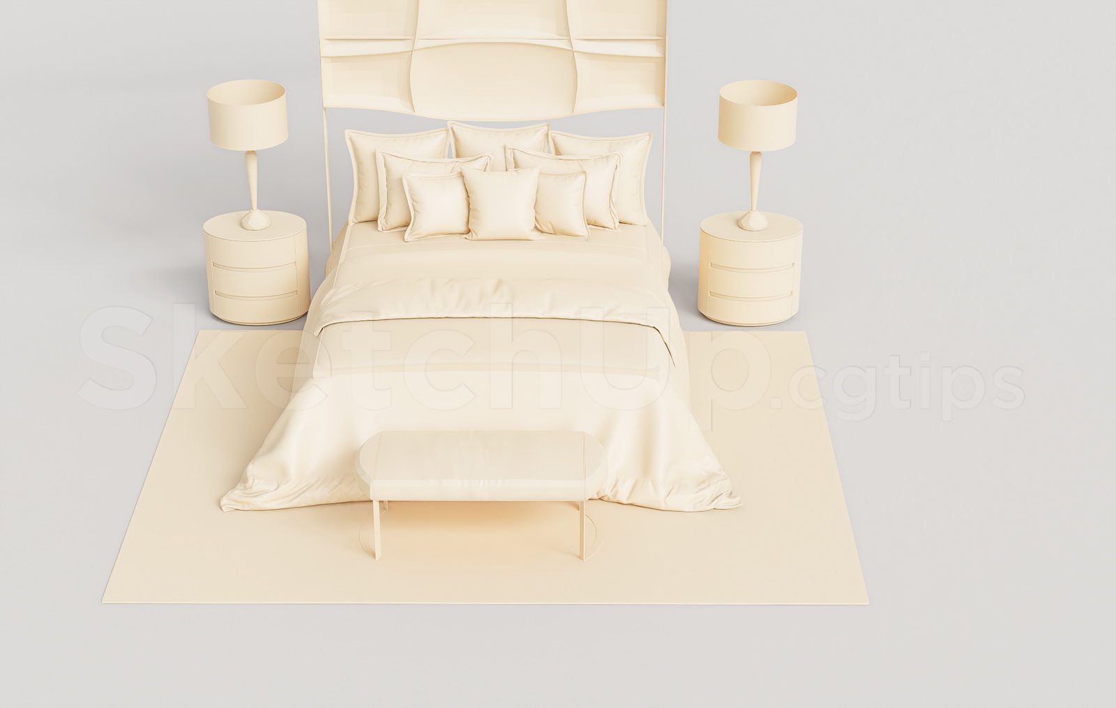 2655 Fendi George Bed Sketchup Model Free Download (1)