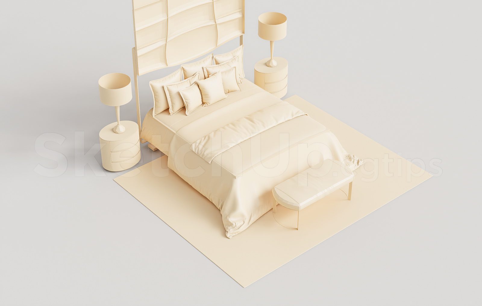 2655 Fendi George Bed Sketchup Model Free Download (2)