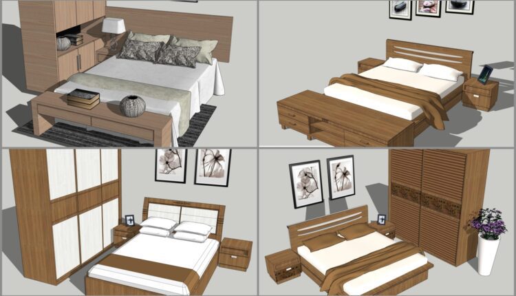 4887 Bed Sketchup Model Free, How To Build A Wooden Full Bed Frame In Sketchup