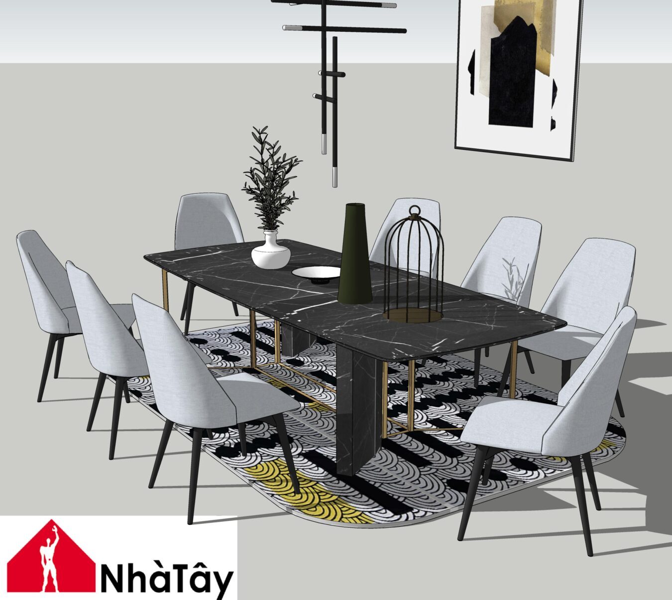 4833 Dining Table And Chair Sketchup, Kitchen & Dining Room Tables