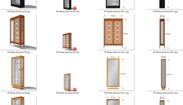 5813. Free Sketchup Bookcase Model Download (1)