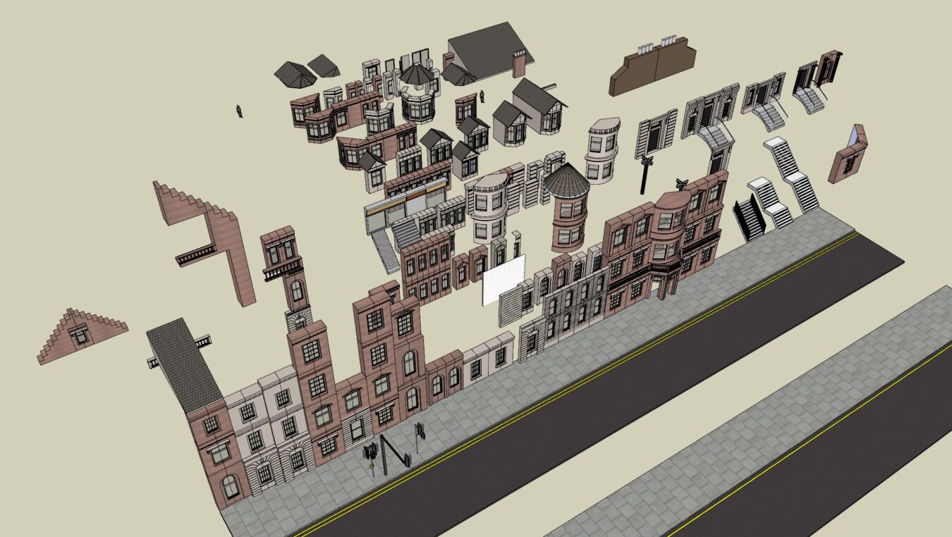 6479. Free Sketchup Scenes of Townhouses Model Download
