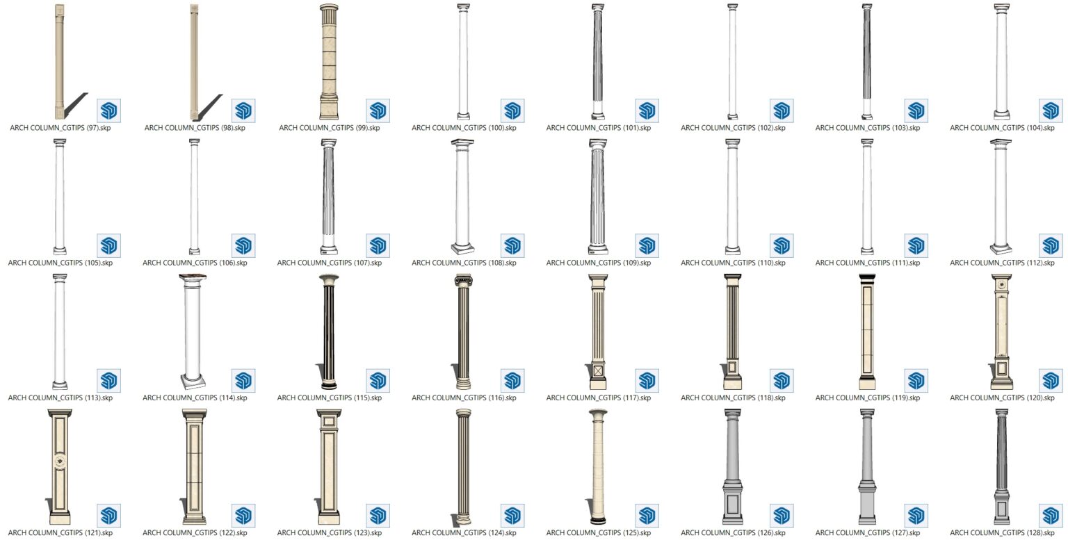 7203. Free Sketchup Columns Model Download