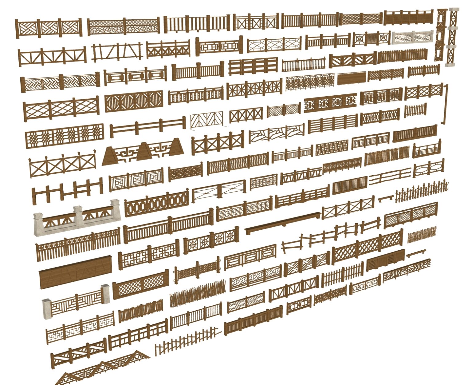 Rustic Hand Railing Sketchup 6524. Free Sketchup Handrail Model Download
