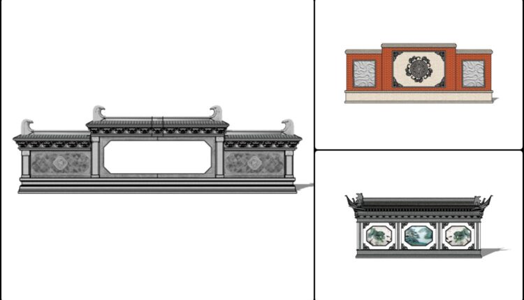 6545. Download Free Sketchup Asian Gate Models