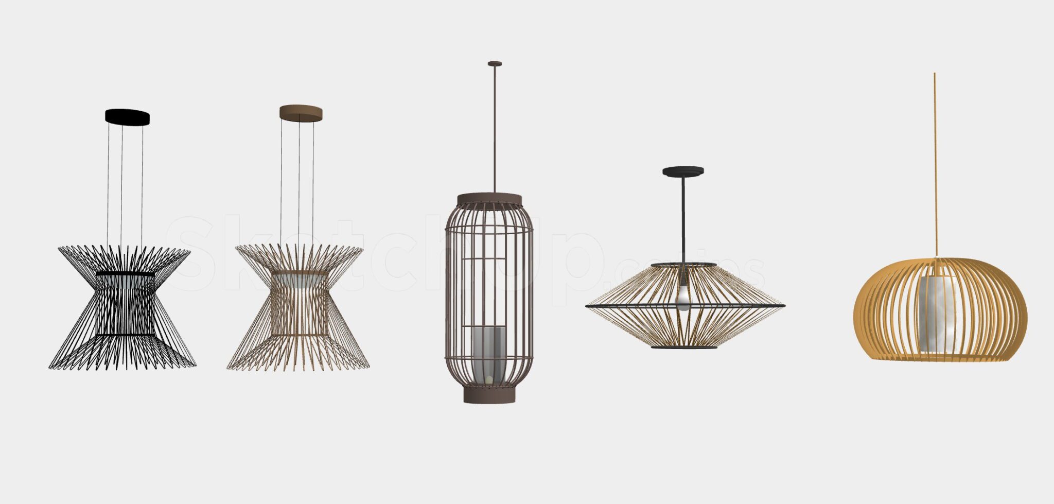 6609 free sketchup rattan lamps models download