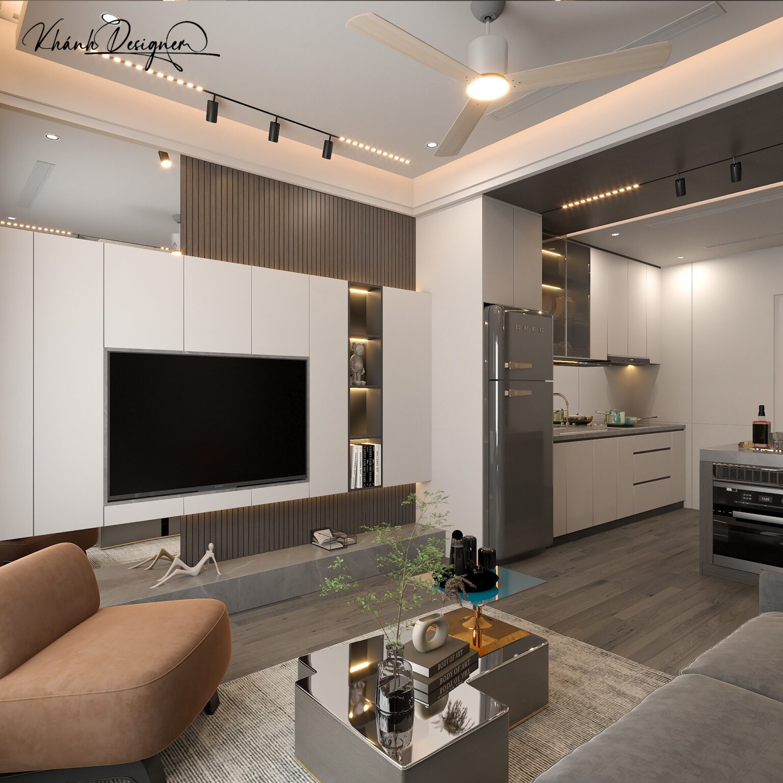 9321. Sketchup Living Room - Kitchen Interior Model Download by Quoc Khanh