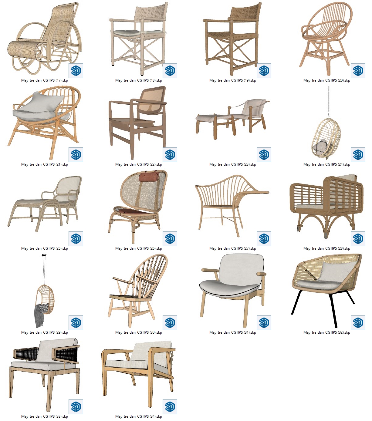 6765 A Collection Of Furniture Rattan Sketchup Models For Free Download