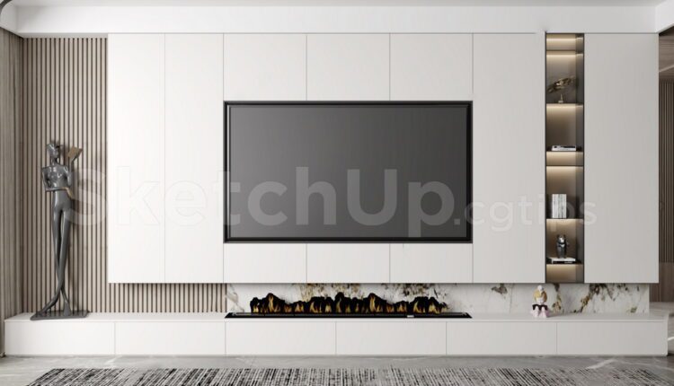 6872. Sketchup Model of TV Cabinet For Free Download - Sketchup Models ...