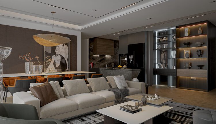 9758. Sketchup Living Room – Kitchen Interior Model Download by Nhut Nam