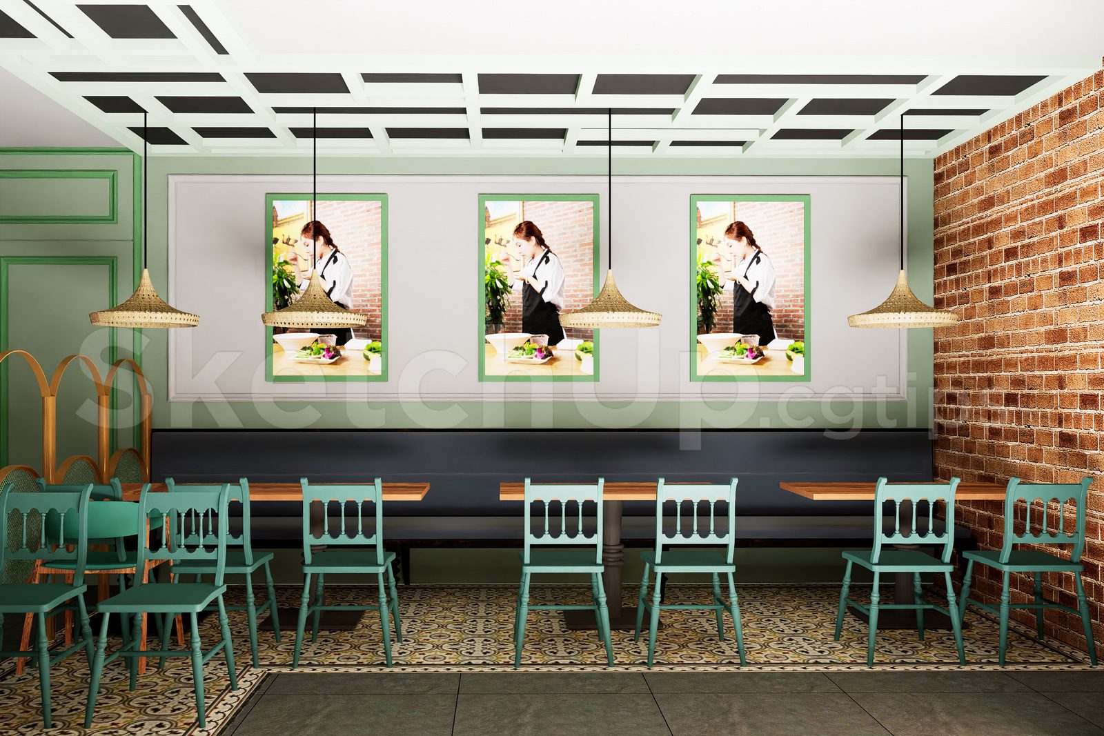 20204. Free Sketchup Restaurant Interior Model Download (2)