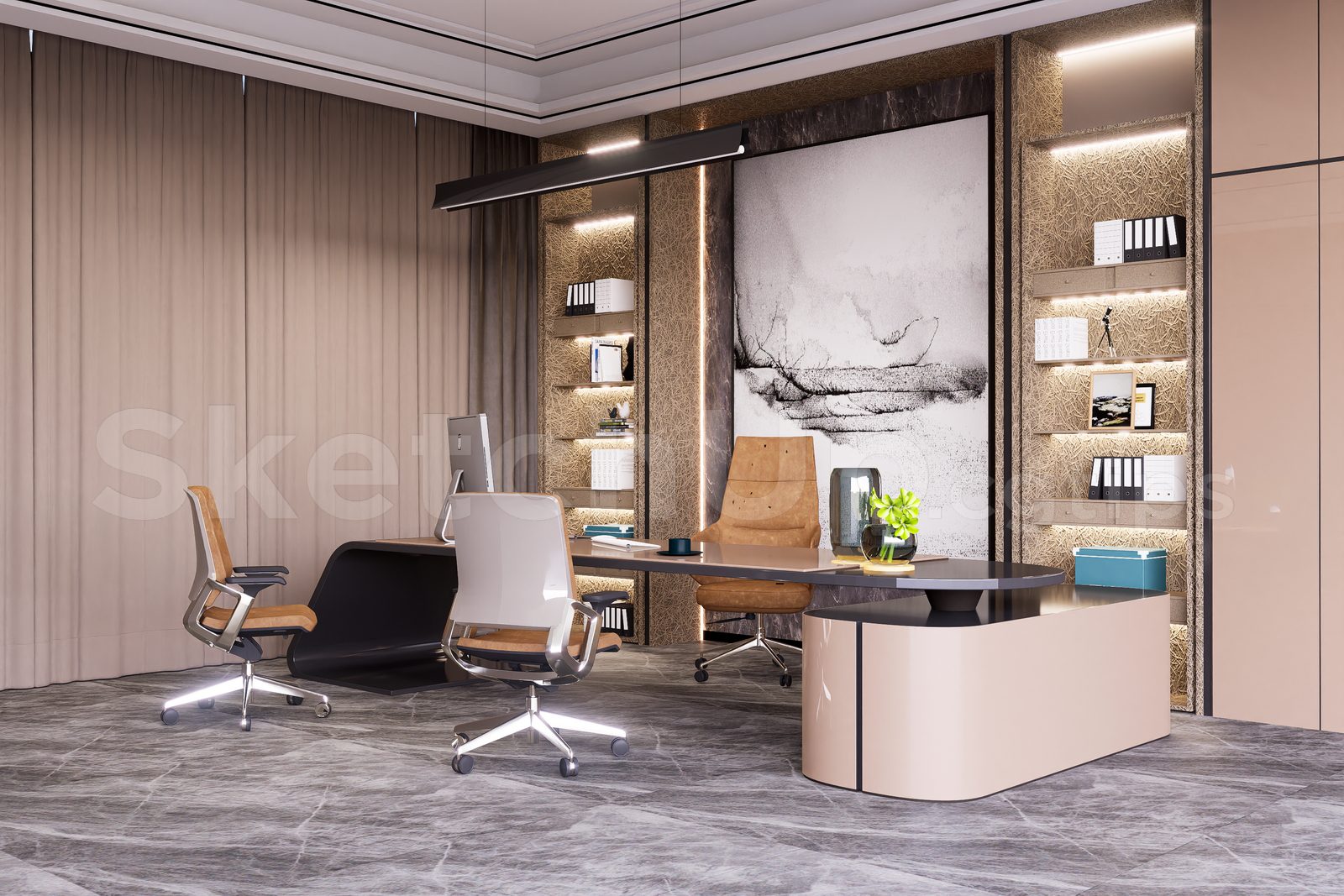 15574. Free Sketchup Director Office Interior Model Download (1)