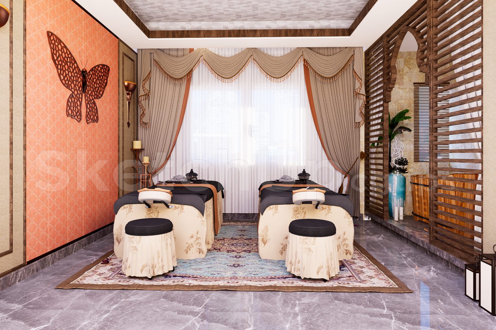 15605. Free Sketchup Spa Interior Model Download (1)