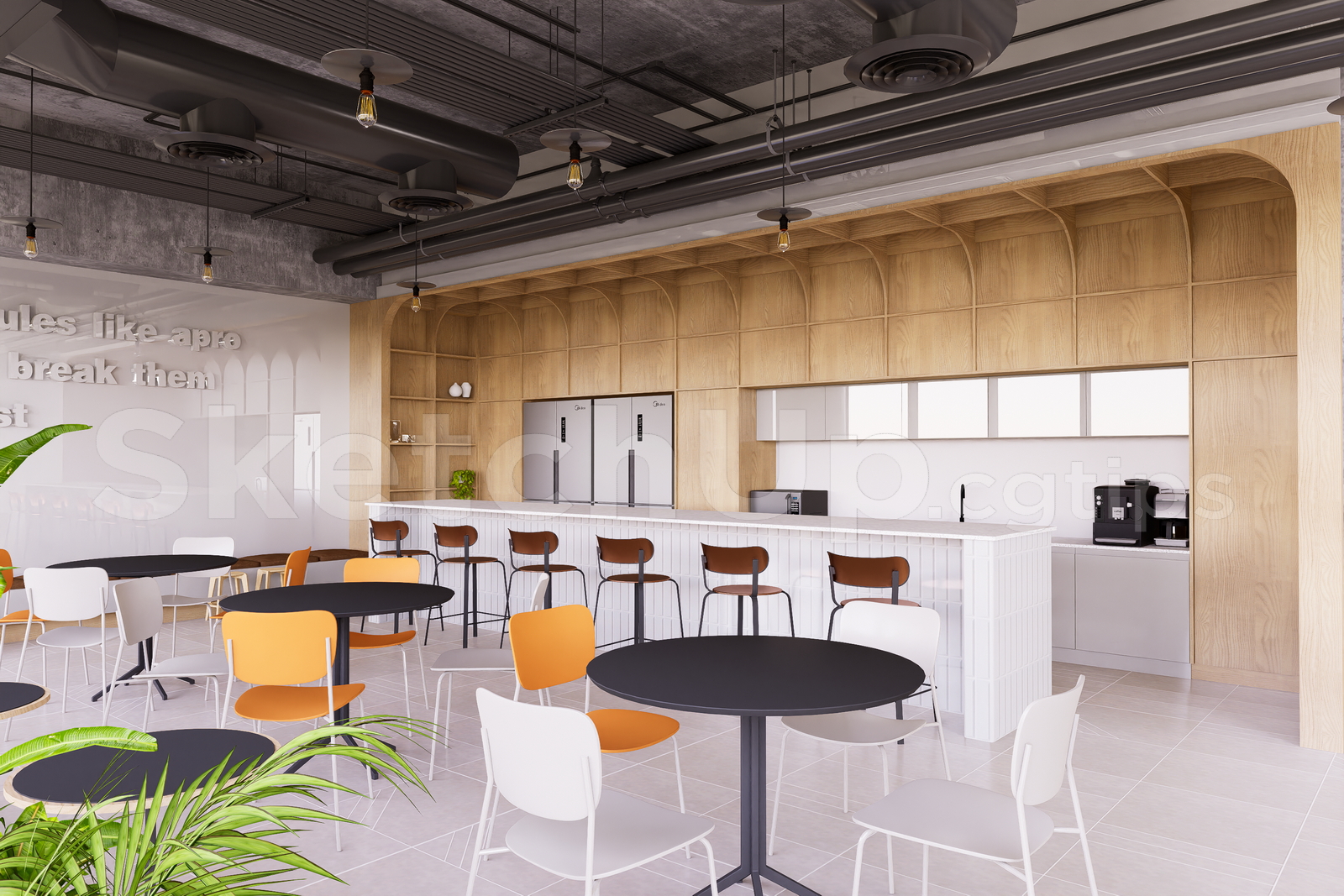 15624. Free Sketchup Office Bar Interior Model Download (2)
