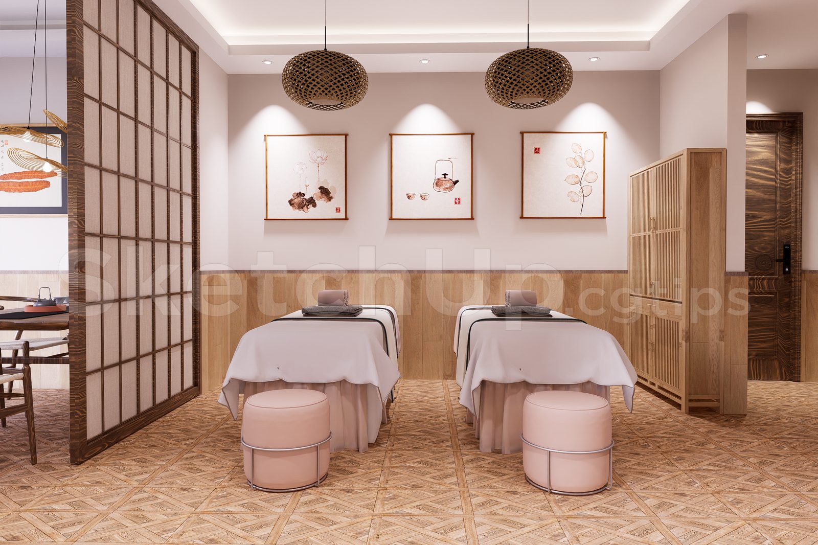 15626. Free Sketchup Spa Interior Model Download (1)