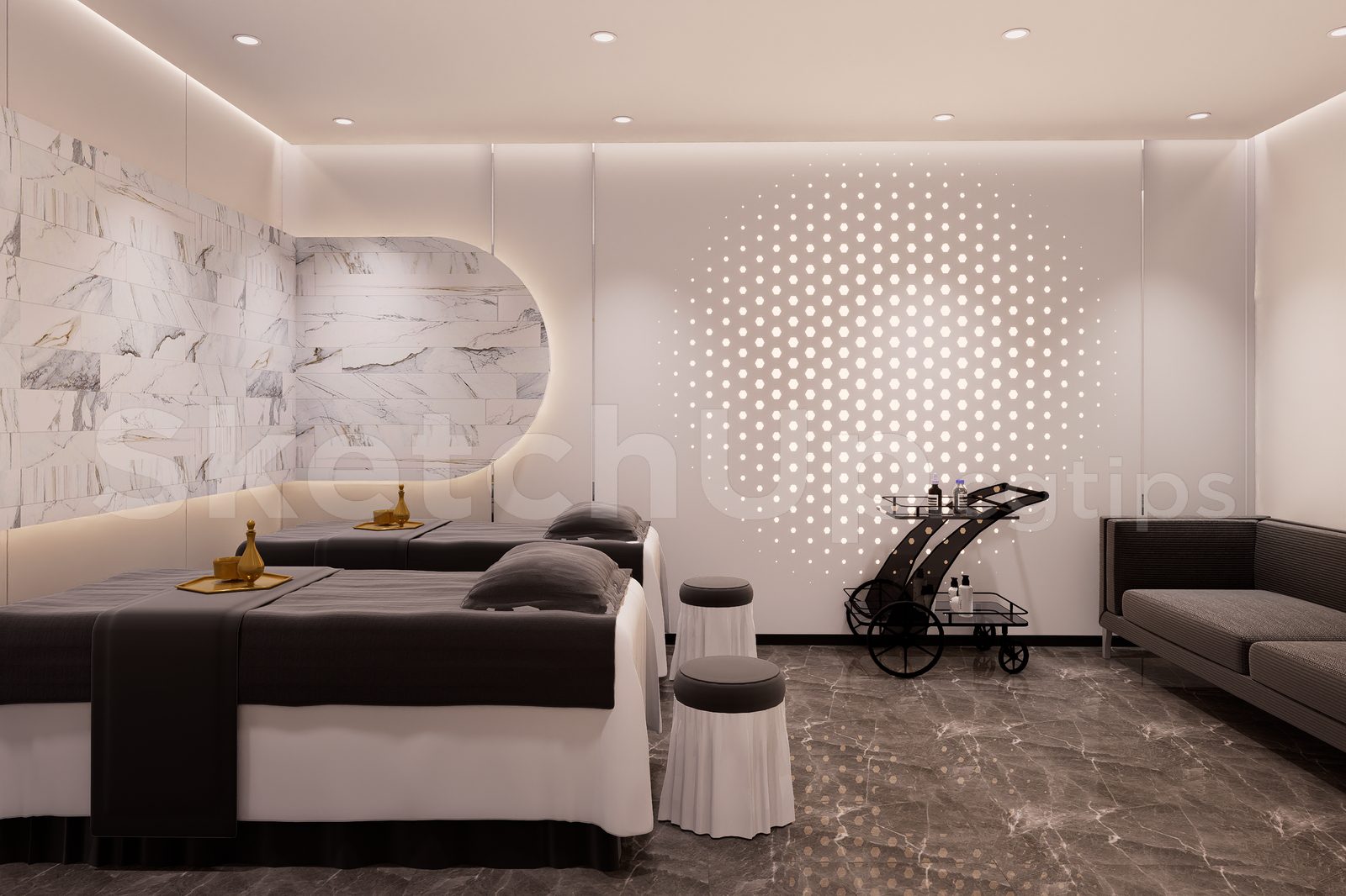 15644. Free Sketchup Spa Interior Model Download (1)