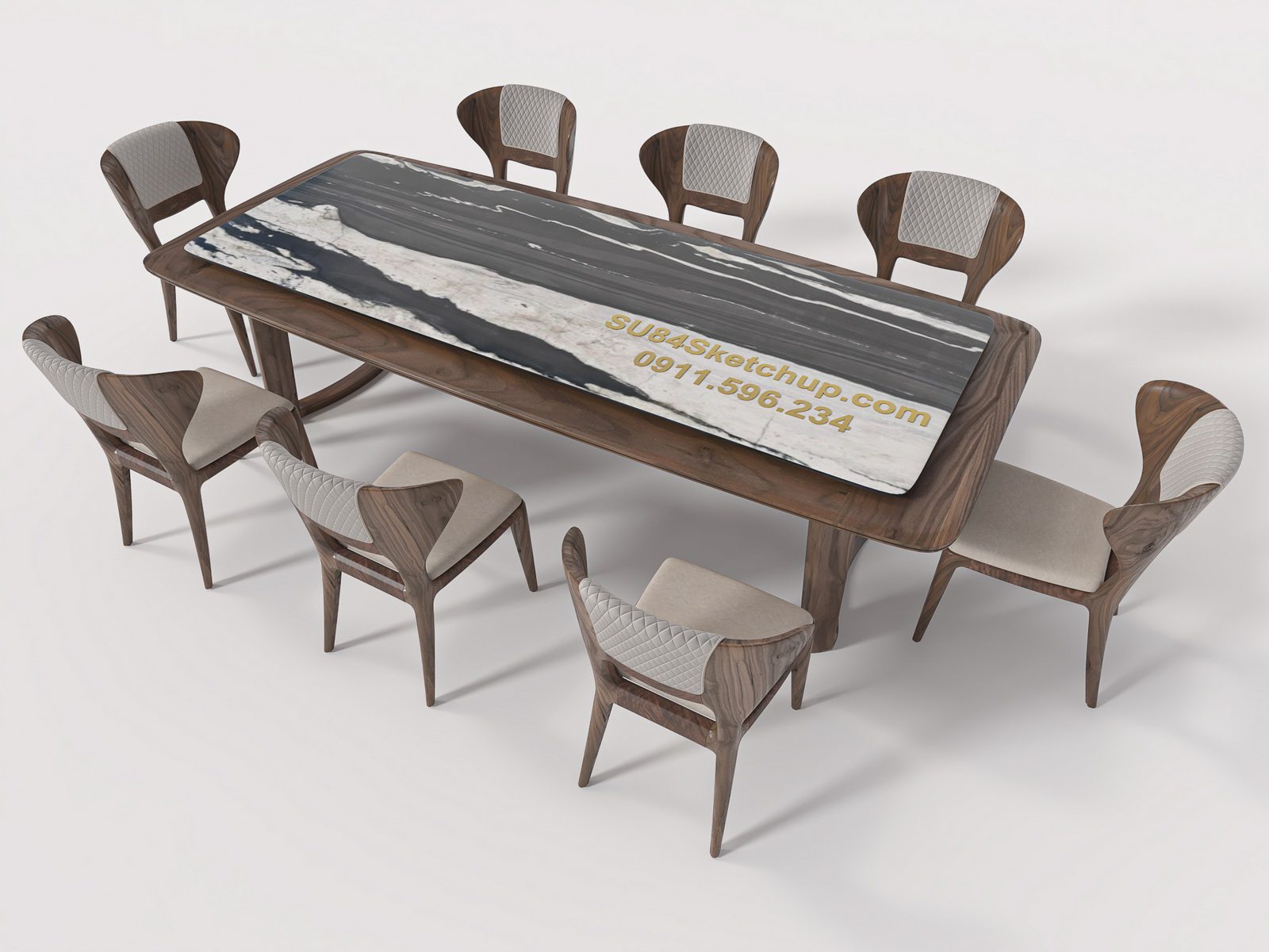 20207. Free Sketchup Dining Table Model Download (1)