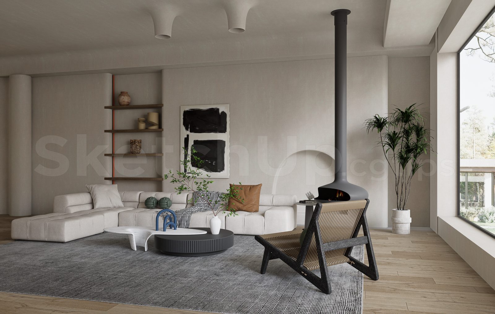 15836. Free Sketchup Living Room Interior Model Download (1)
