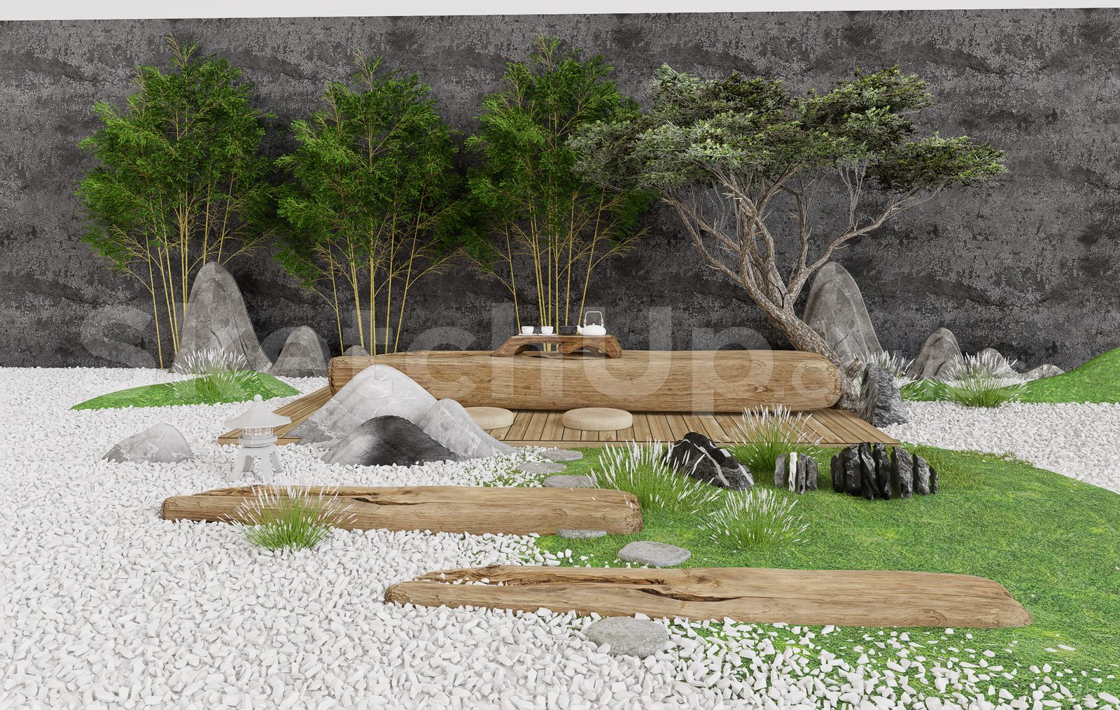 15895. Free Sketchup Garden Landscape Model Download (2)