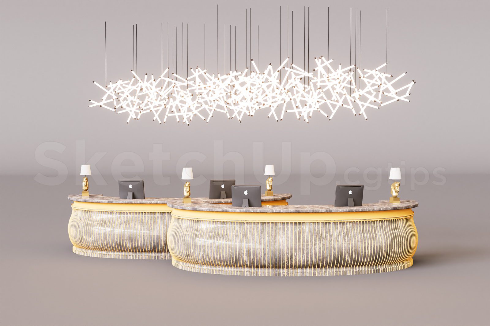 20301. Free Sketchup Reception Desk Model Download (1)