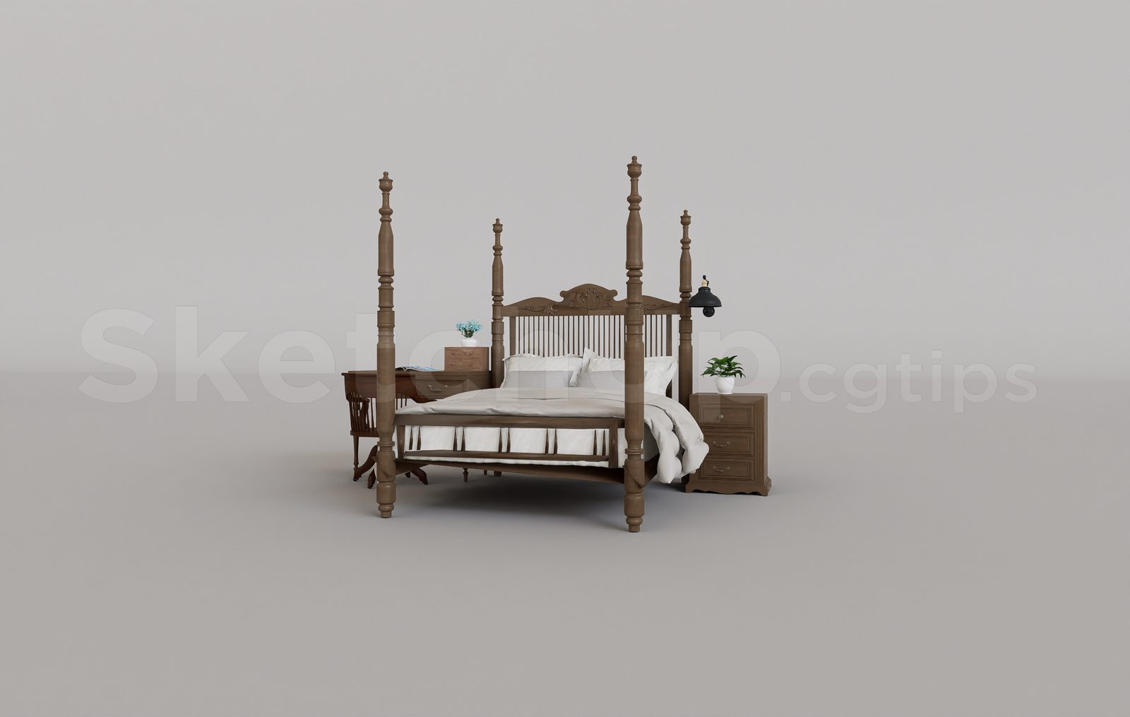 15910. Free Sketchup Bed Model Download (2)