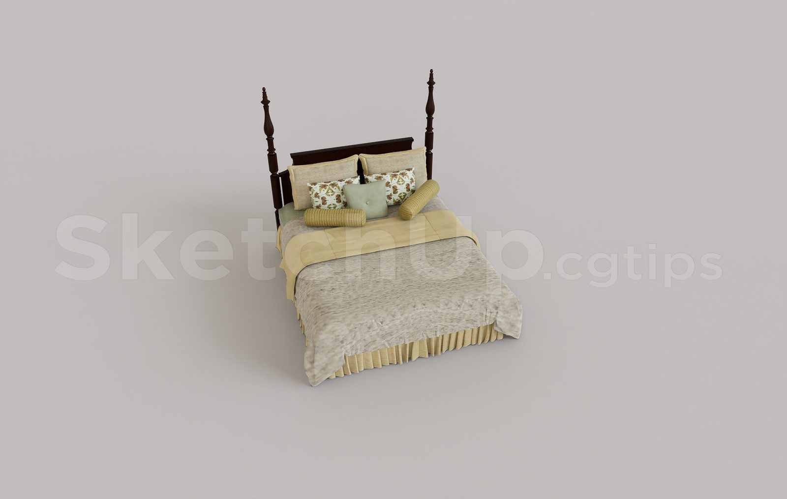15942. Free Sketchup Bed Model Download (1)