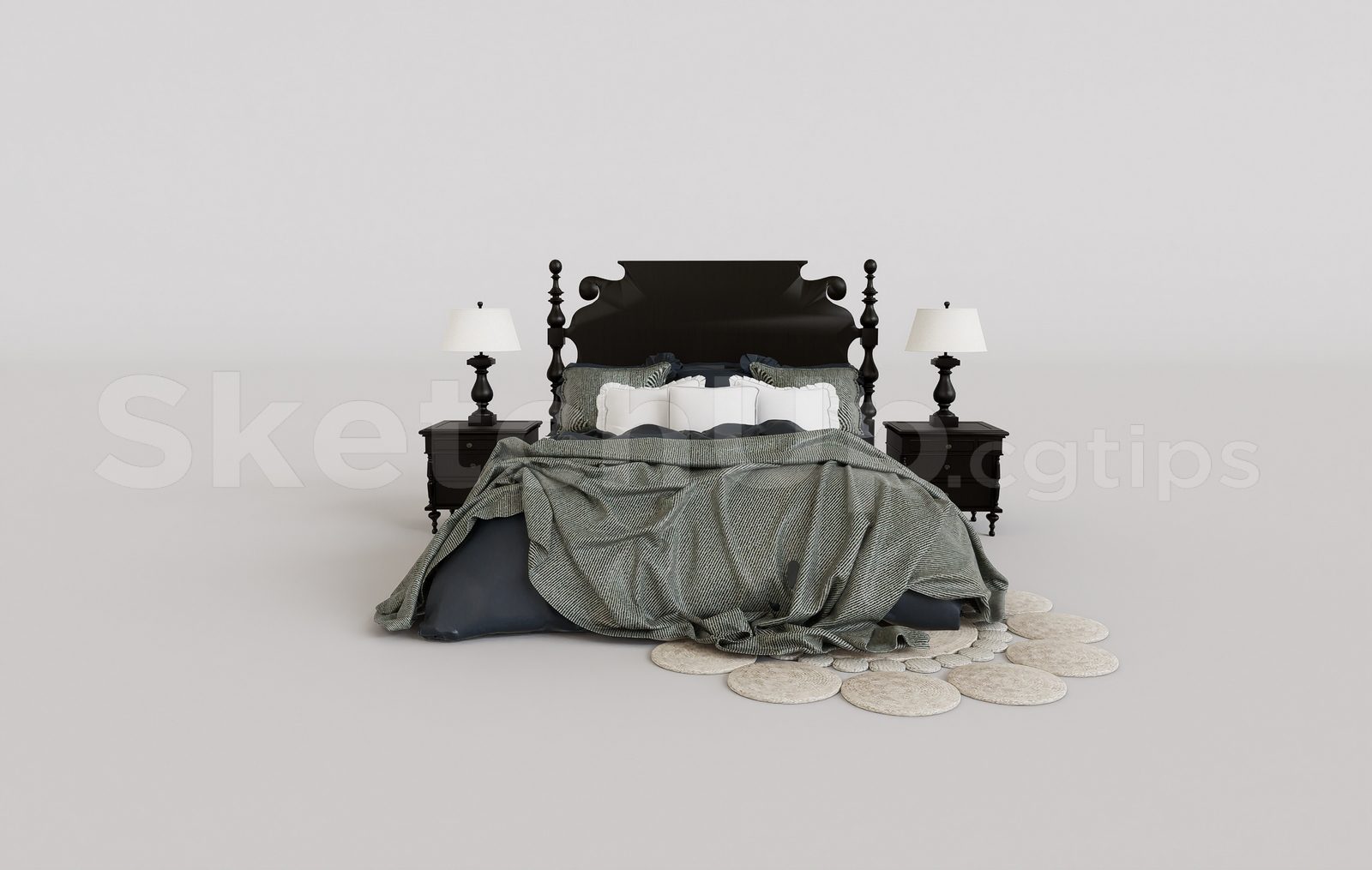 15943. Free Sketchup Bed Model Download (1)