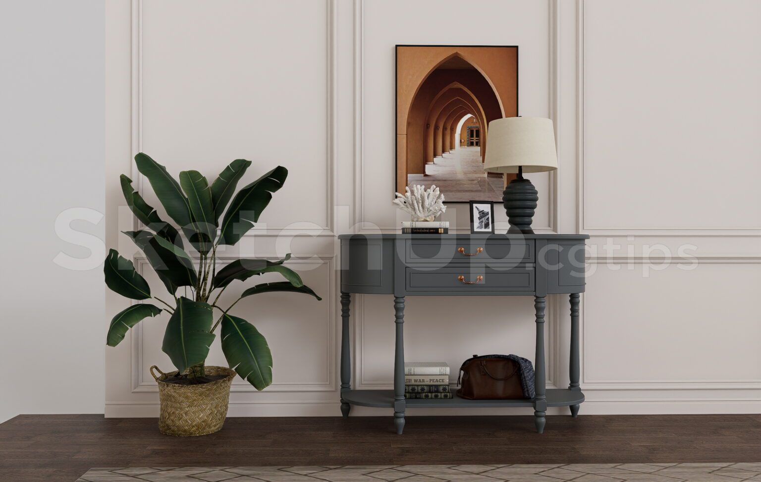 Console Block Skp 15961. Free Sketchup Console Table Model Download