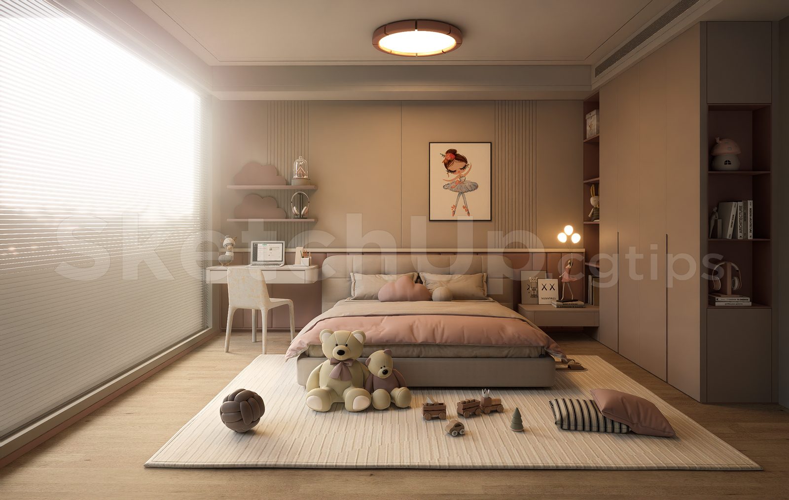16093. Free Sketchup Kids Bedroom Interior Model Download (1)