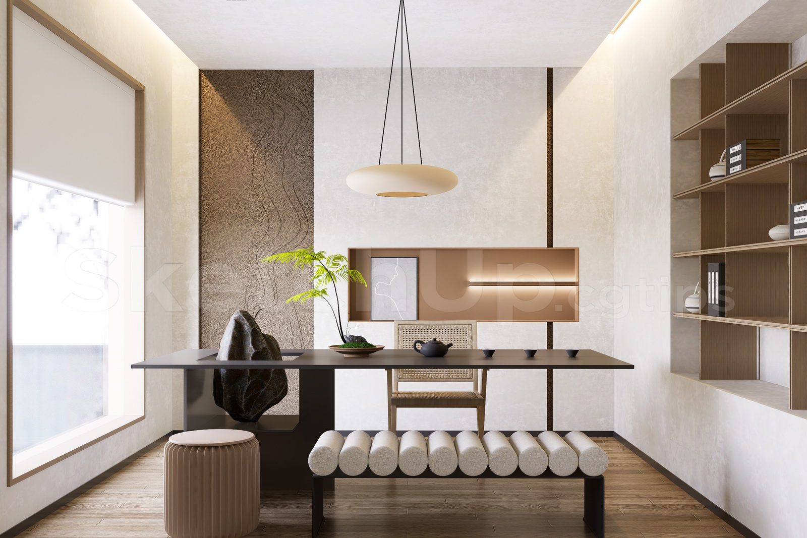 20378. Free Sketchup Tea Room Interior Model Download (1)