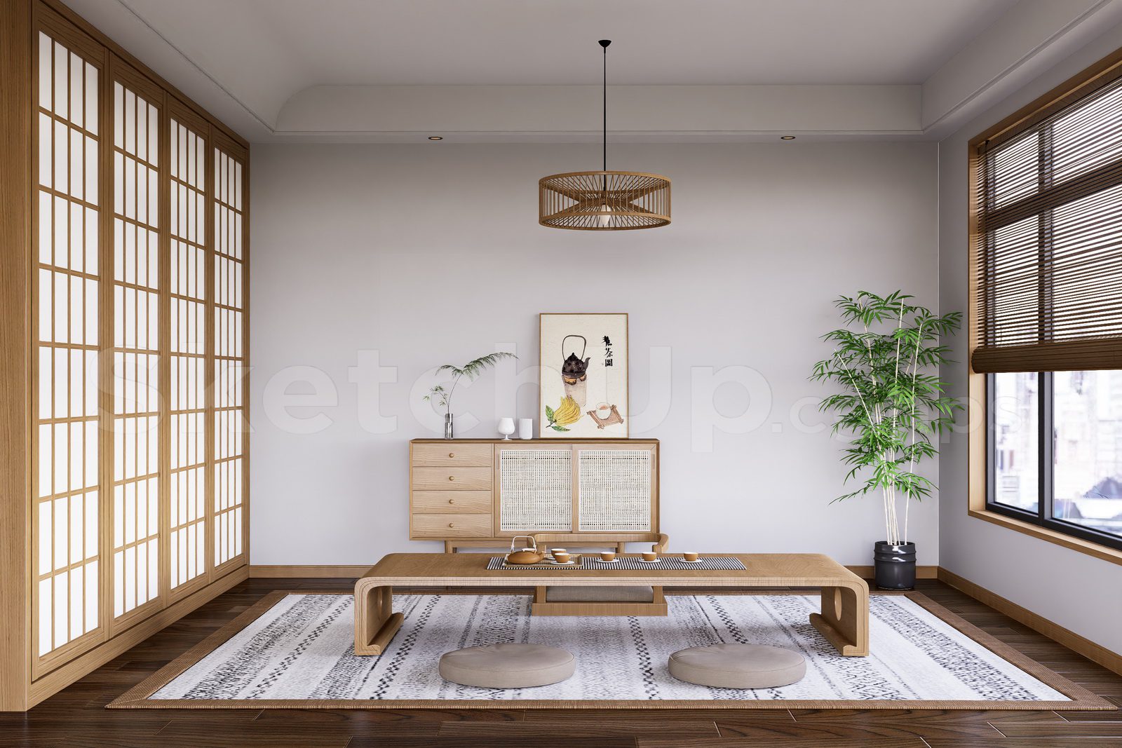 20380. Free Sketchup Tea Room Interior Model Download (1)