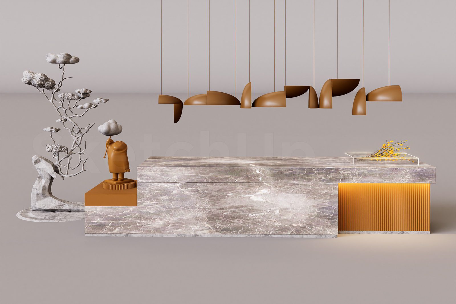 20427. Free Sketchup Reception Desk Model Download (1)