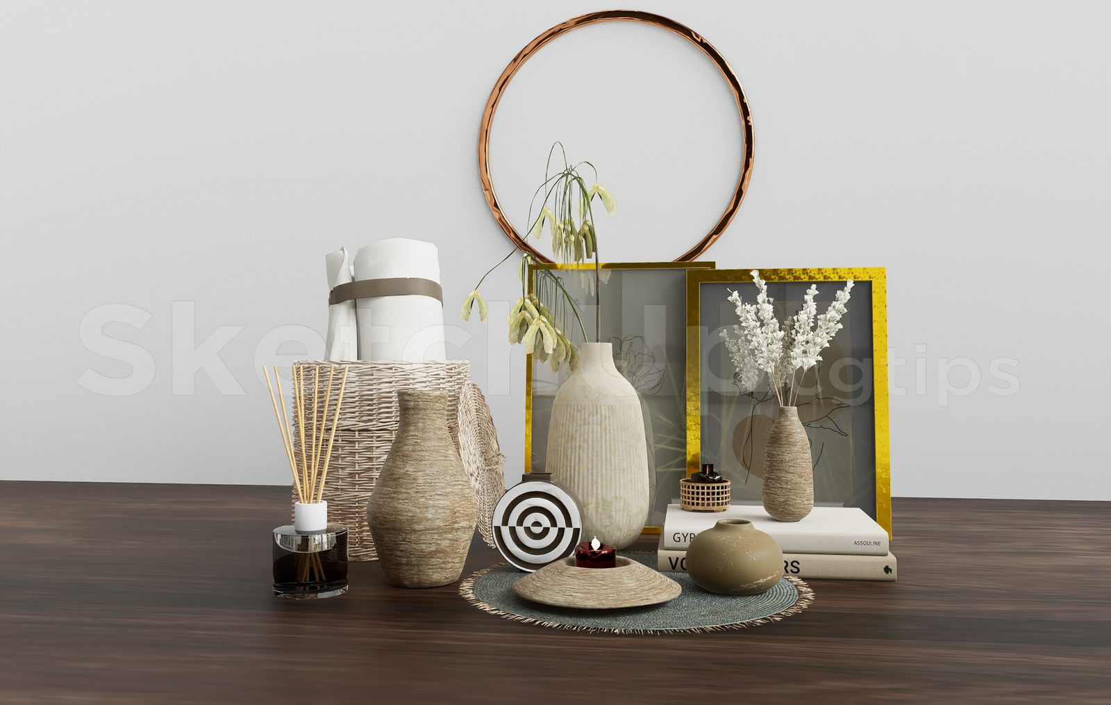 16466. Free Sketchup Decorative Set Model Download (1)