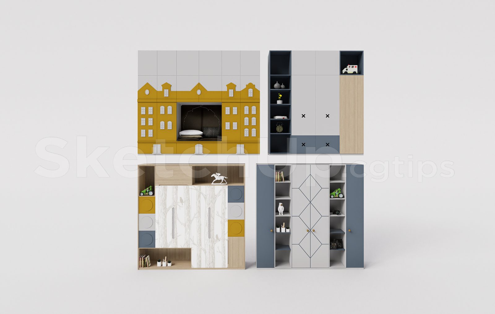 16502. Free Sketchup Child Wardrobe Model Download (2)