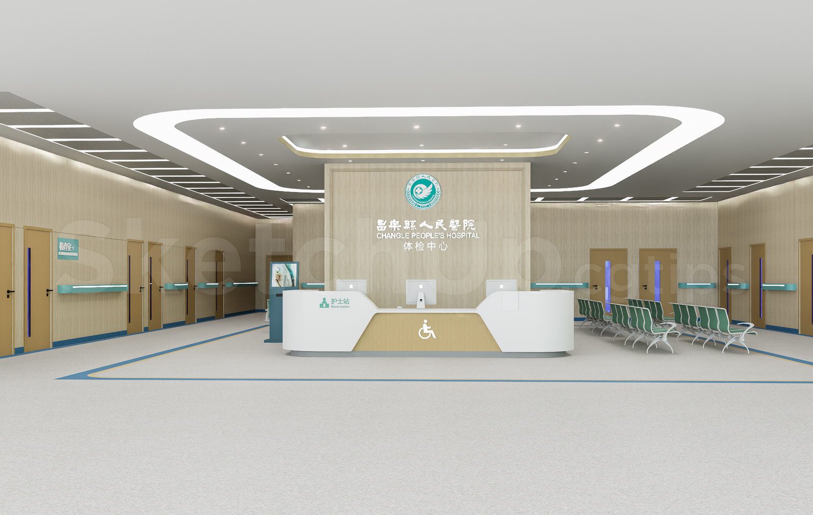 20534. Free Sketchup Hospital Lobby Model Download (1)