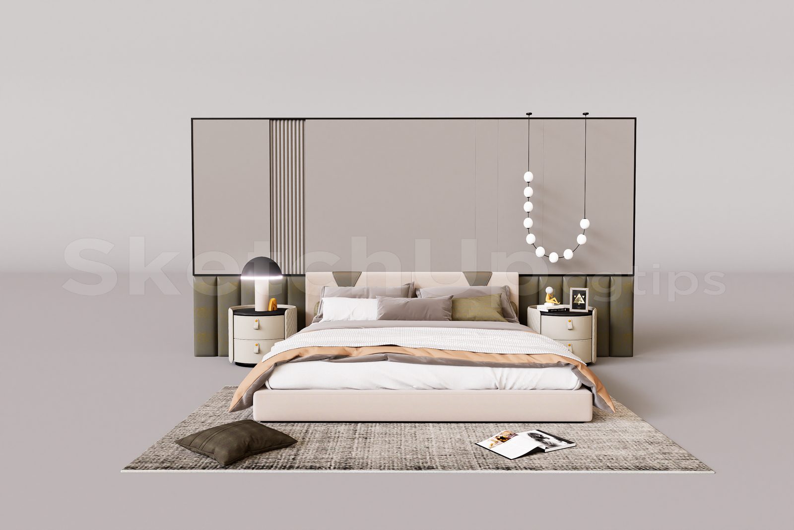 16833. Free Sketchup Bed Model Download (2)