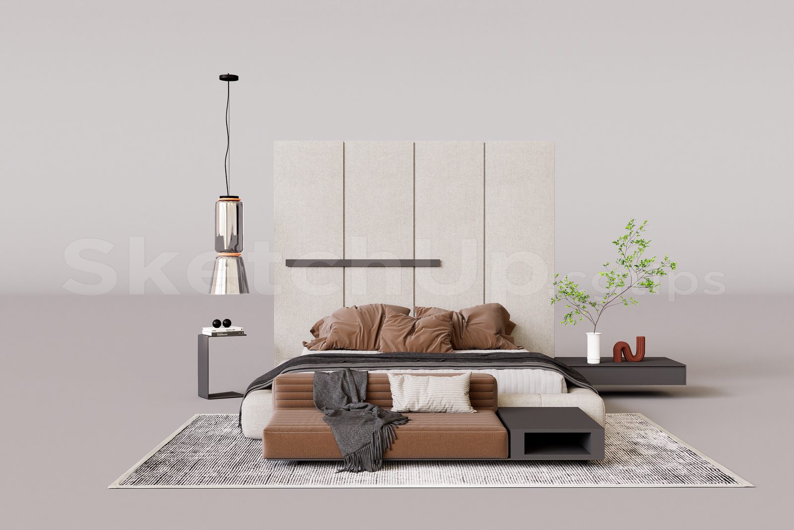 16846. Free Sketchup Bed Model Download (1)