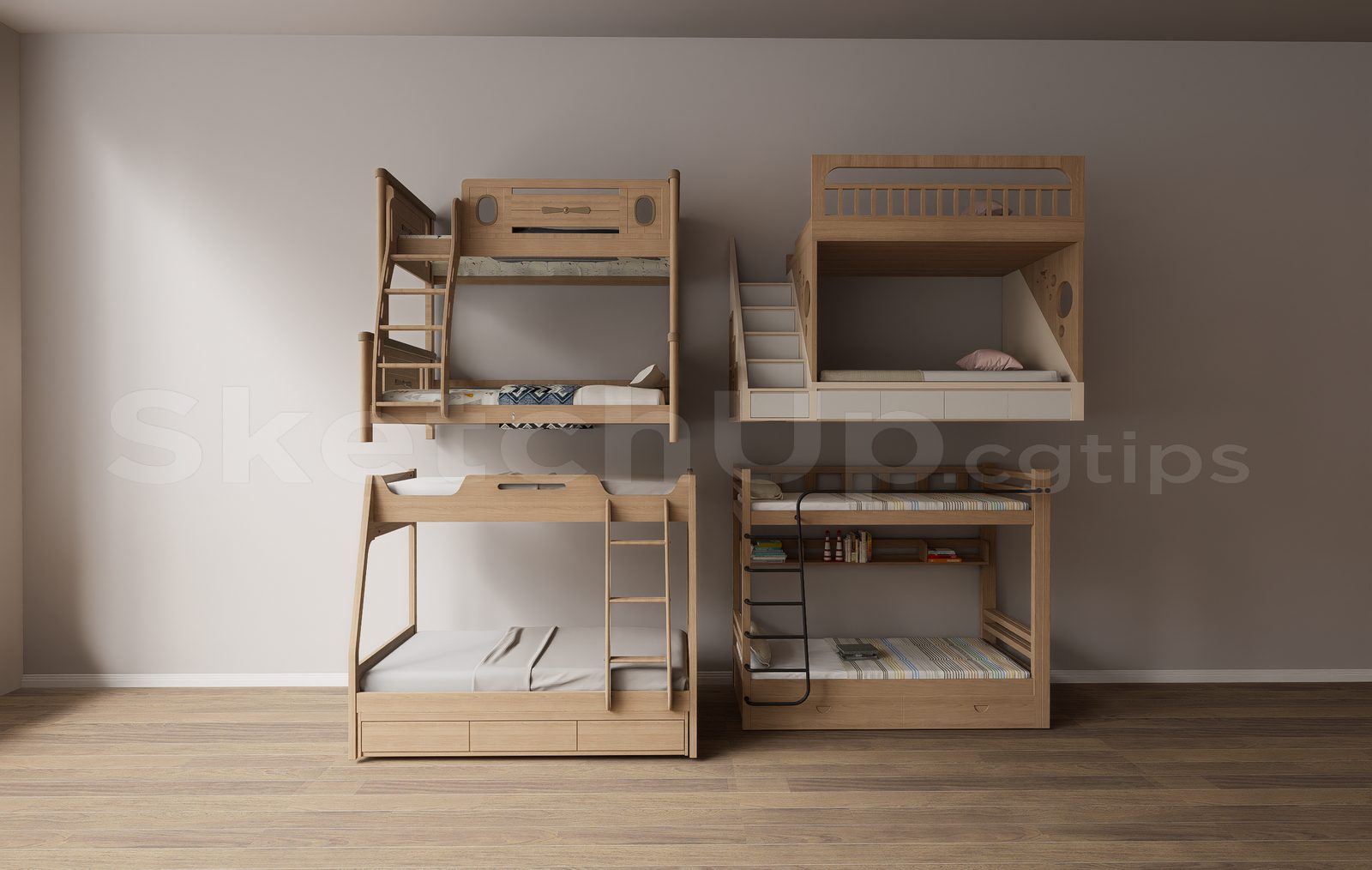 16953. Free Sketchup Child Bed Model Download (1)