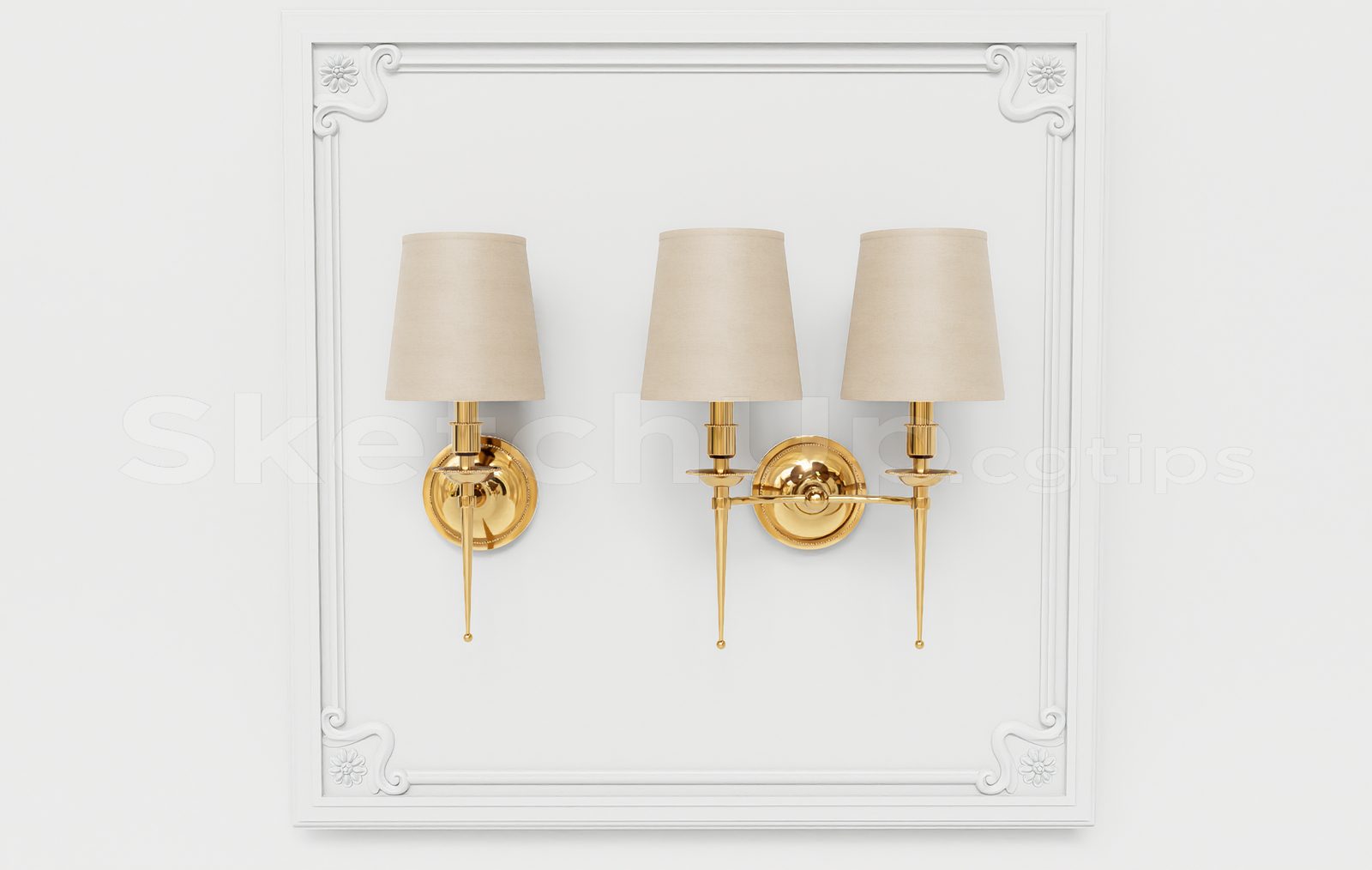 17021. Free Sketchup Wall Light Model Download (1)