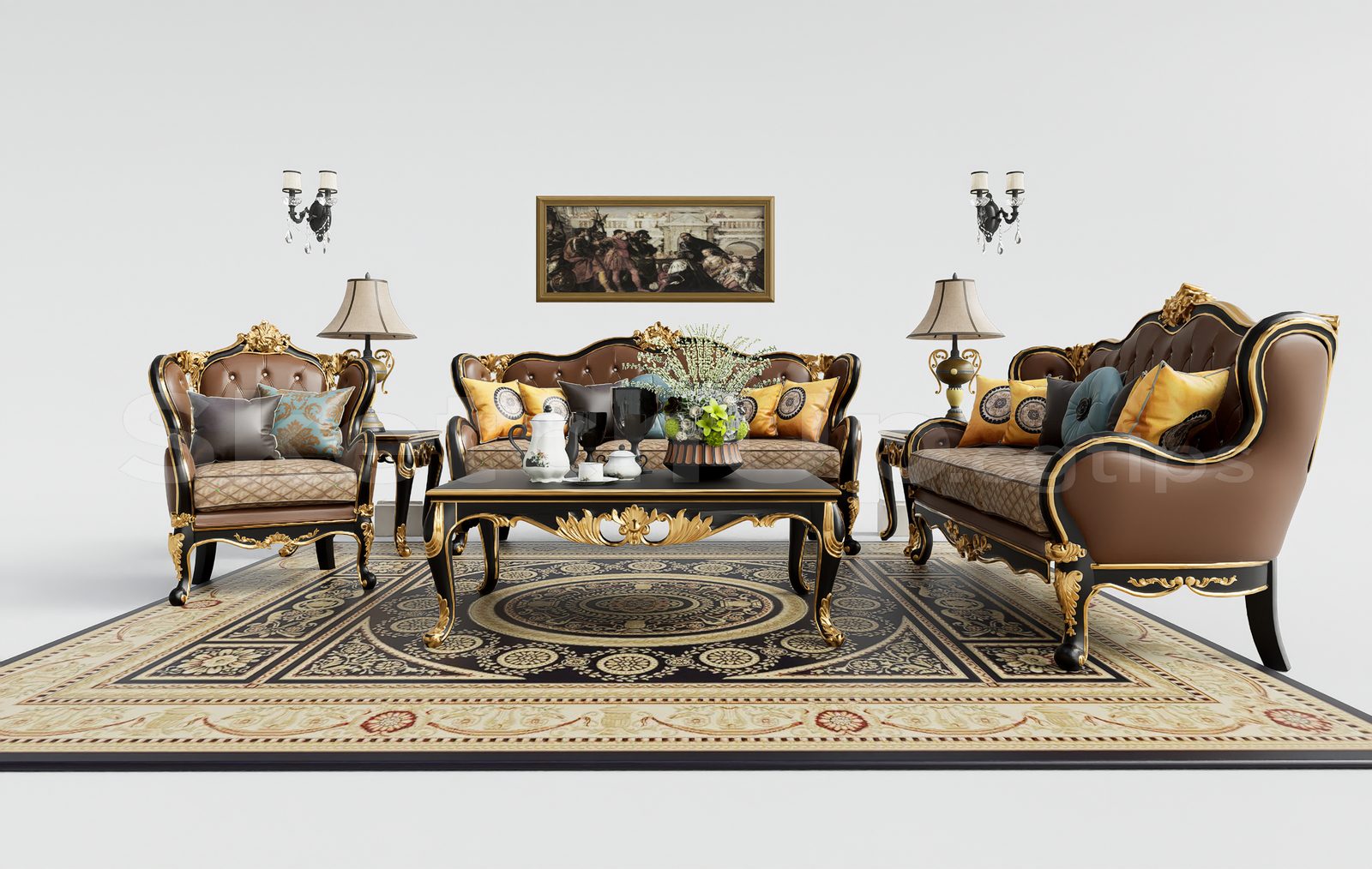 17079. Free Sketchup Neoclassical Sofa Model Download (1)