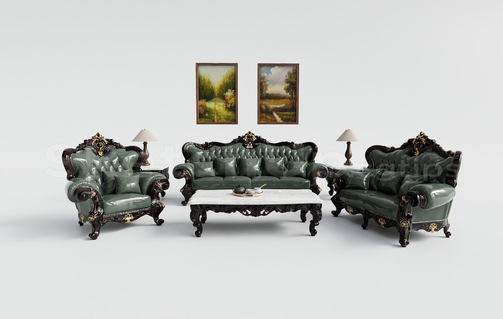 17091. Free Sketchup Neoclassical Sofa Model Download (2)