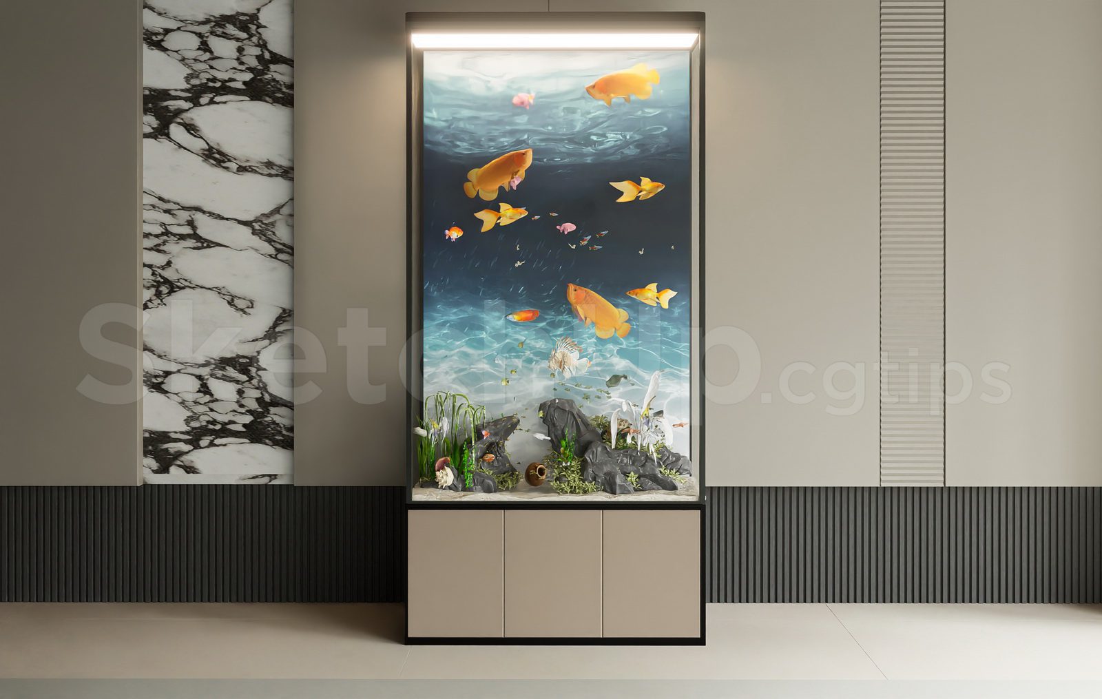 20598. Free Sketchup Aquarium Tank Model Download (1)