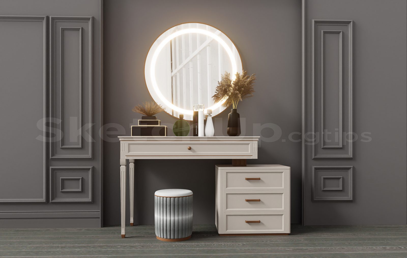 17138. Free Sketchup Makeup Table Model Download (1)