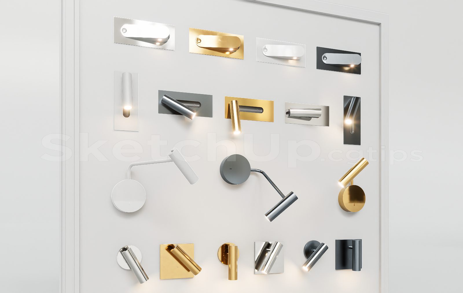 17141. Free Sketchup Wall Light Model Download (2)