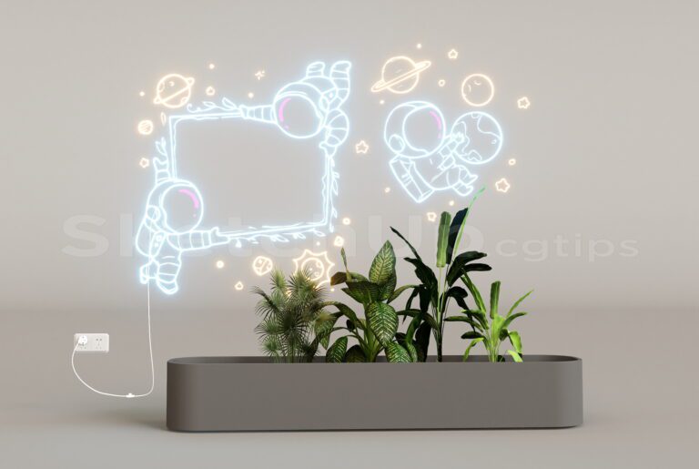 17149. Free Sketchup Neon Light Set Model Download