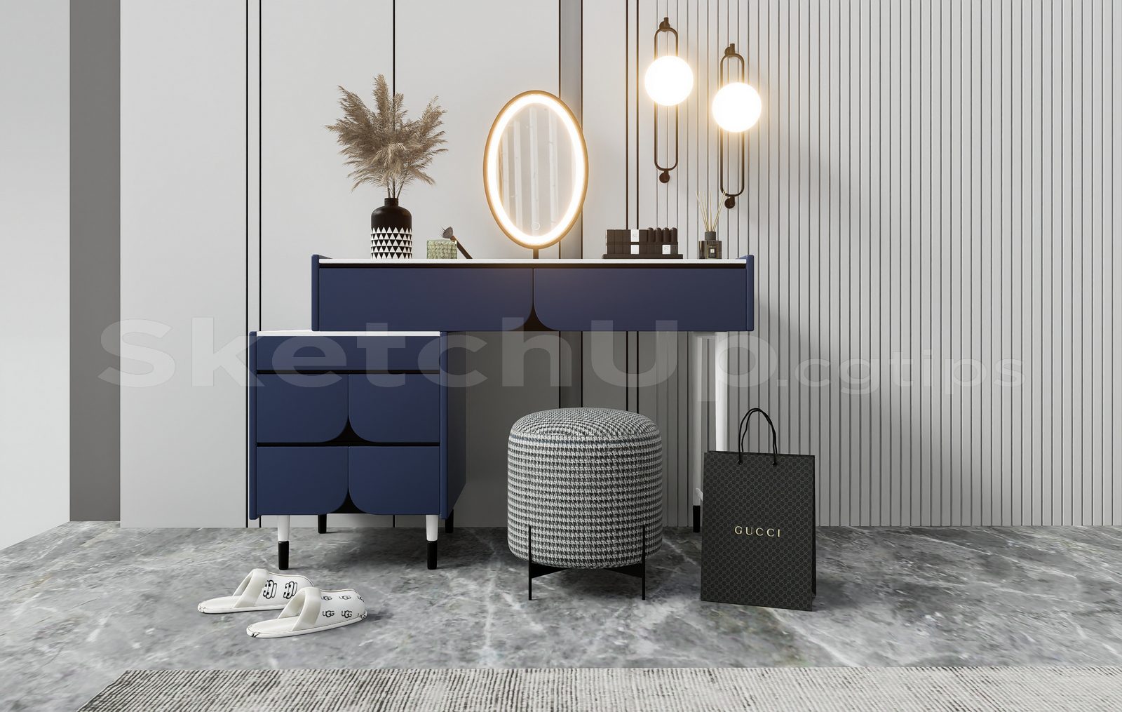 17152. Free Sketchup Makeup Table Model Download (2)