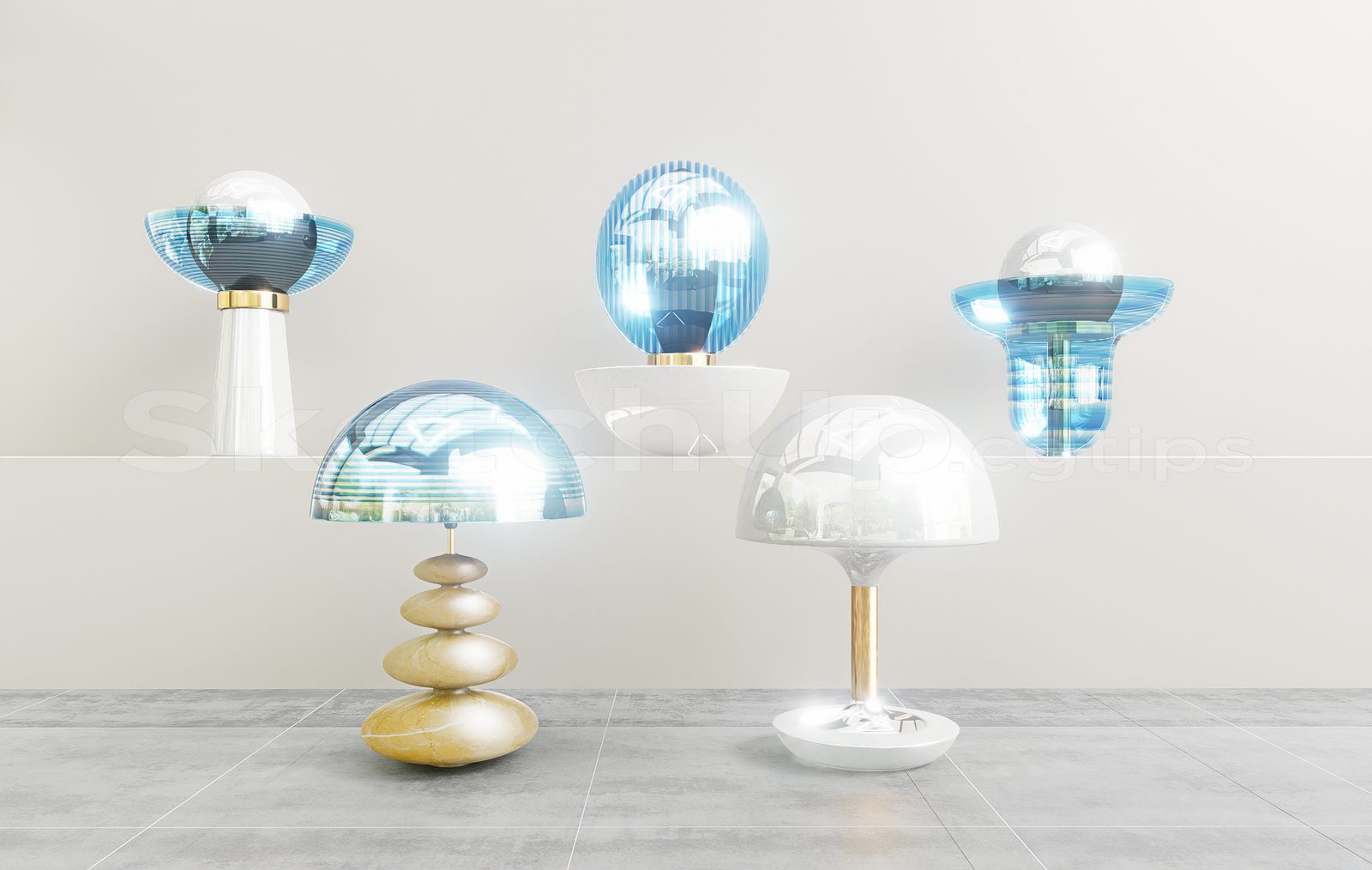 17154. Free Sketchup Table Lamp Model Download (1)