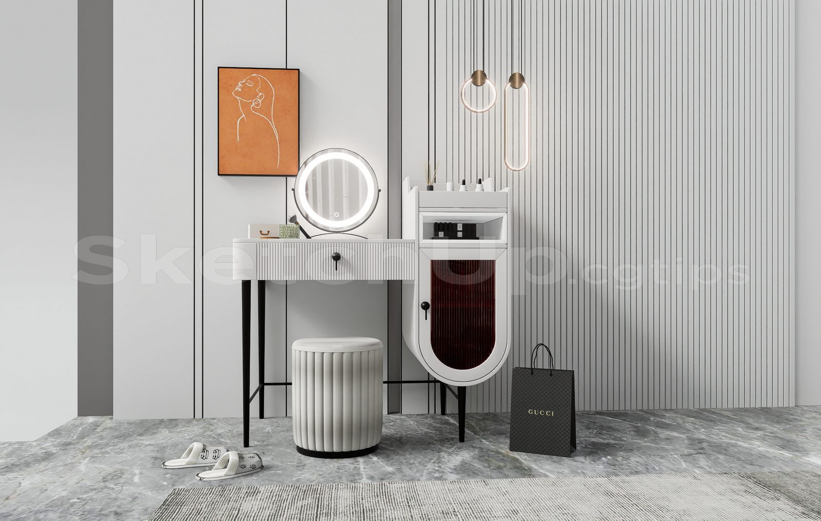 17162. Free Sketchup Makeup Table Model Download (1)