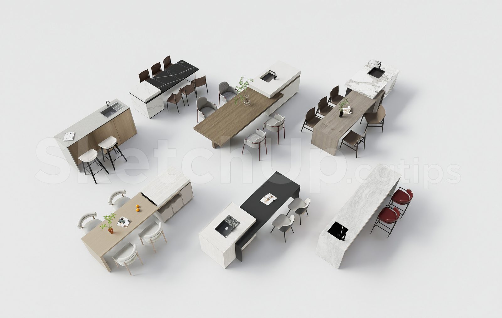 17251. Free Sketchup Kitchen Island Model Download (1)